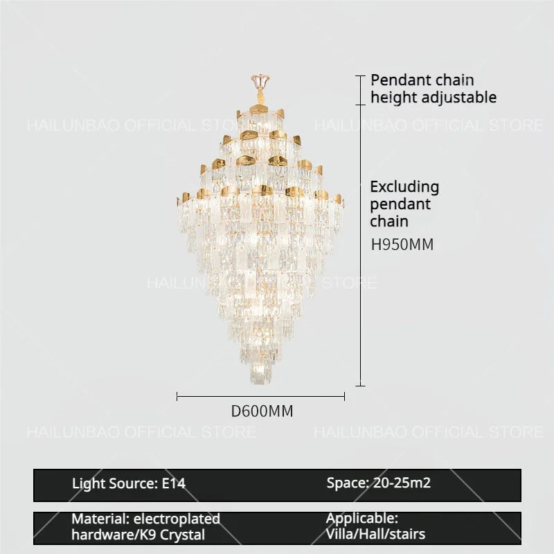 Afralia™ Spiral Staircase Chandelier: Modern Crystal Light for High Livingroom