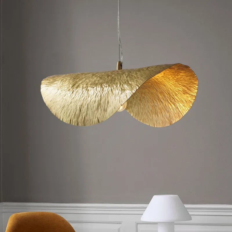 Afralia™ Brass Lotus Leaf Chandelier Pendant for Living Dining Room