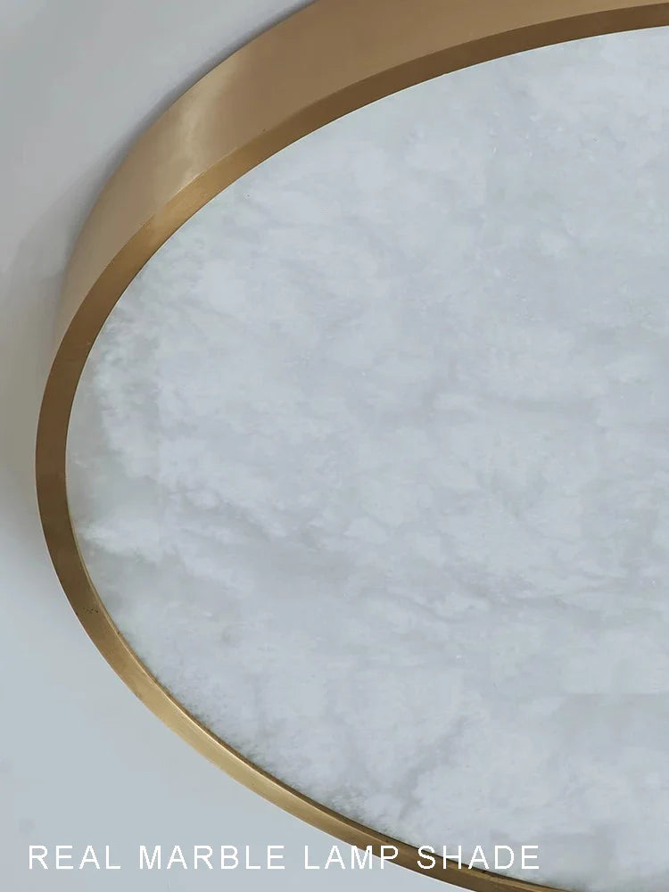 Afralia™ Round Marble Stone Ceiling Lights Elegant Copper Fixture
