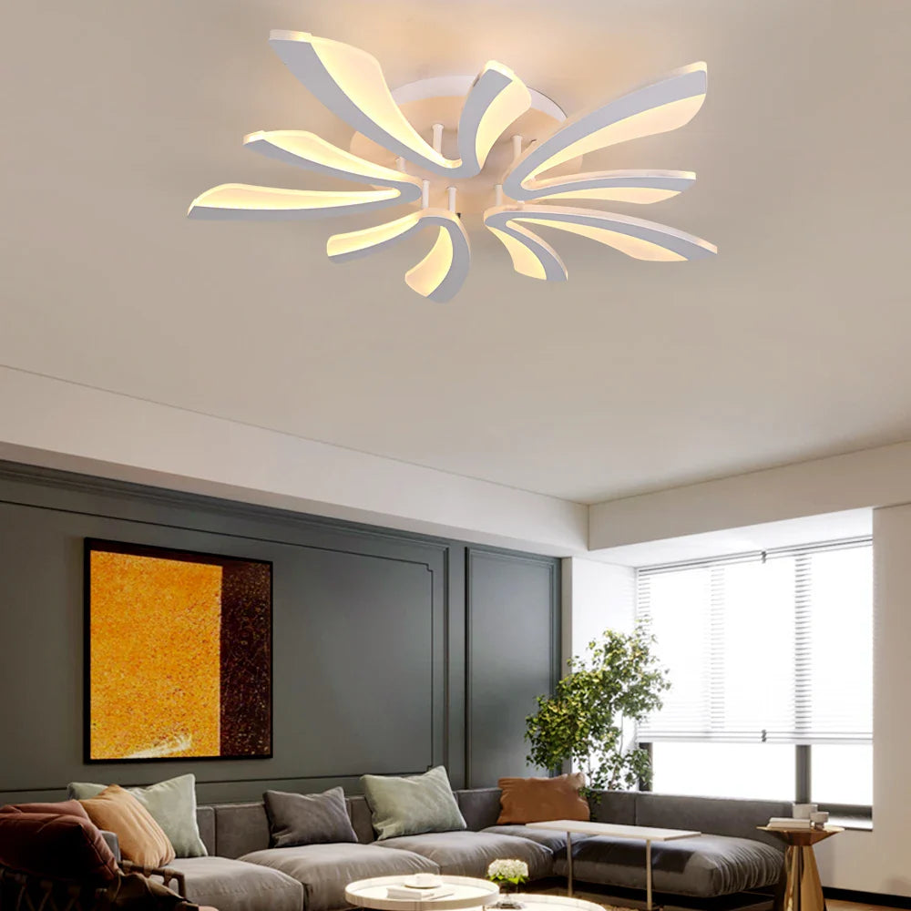 Afralia™ Acrylic LED Chandelier RC Dimming Modern Ceiling Lamp for Living Dining Room
