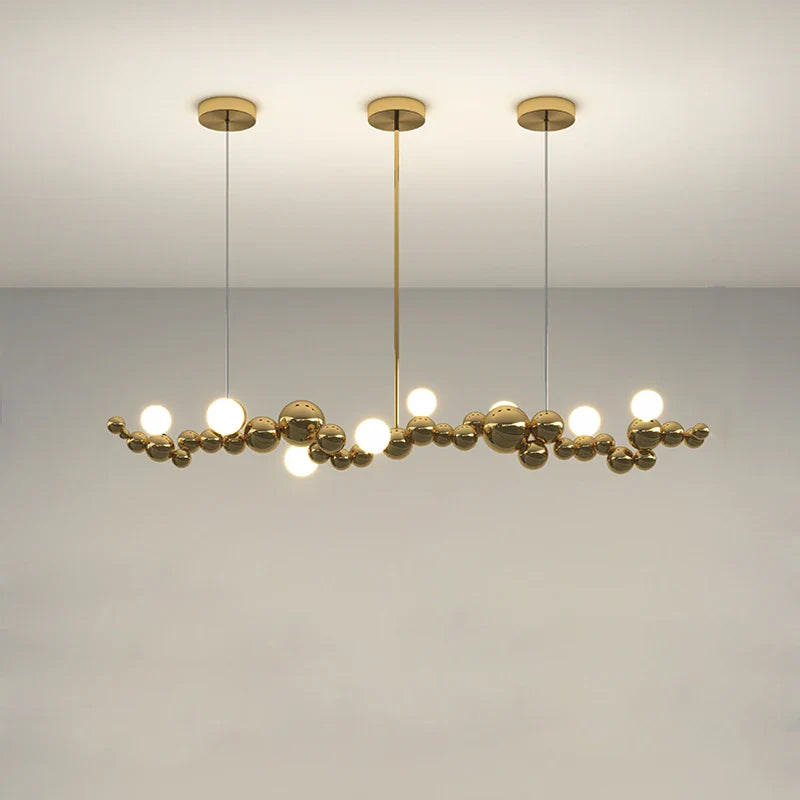 Afralia™ Dimmable LED Hanging Pendant Light for Living Room - Gold Silver Luminaire