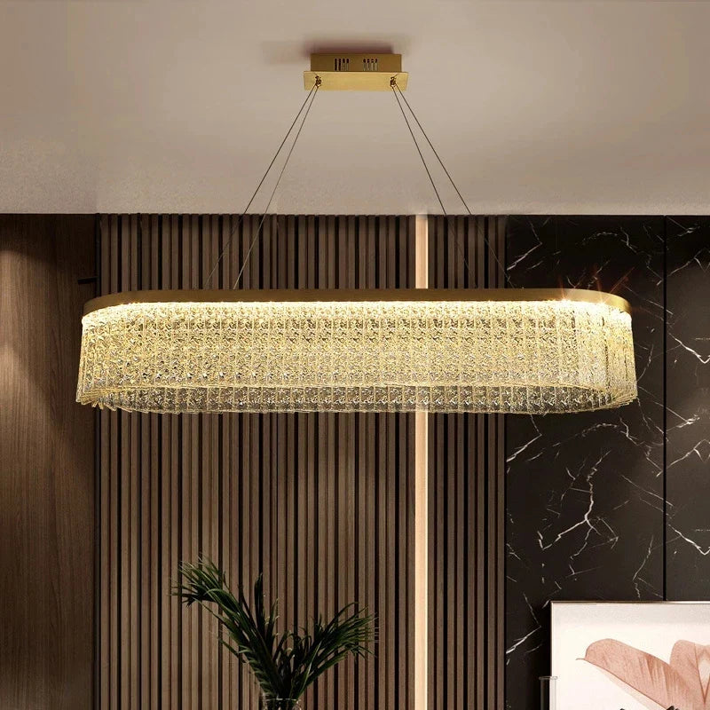 Afralia™ Crystal Glass Gold Pendant Chandelier for Elegant Kitchen Dining Lighting