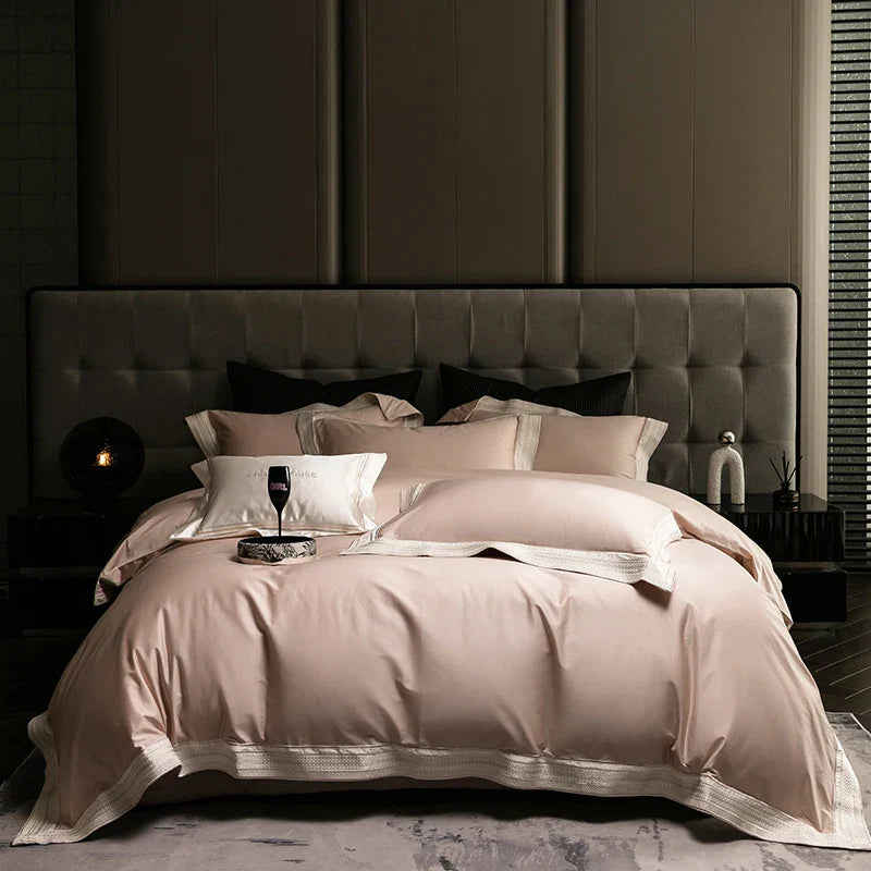 Afralia™ Luxury Egyptian Cotton Embroidered Bedding Set for Elegant Home Decor