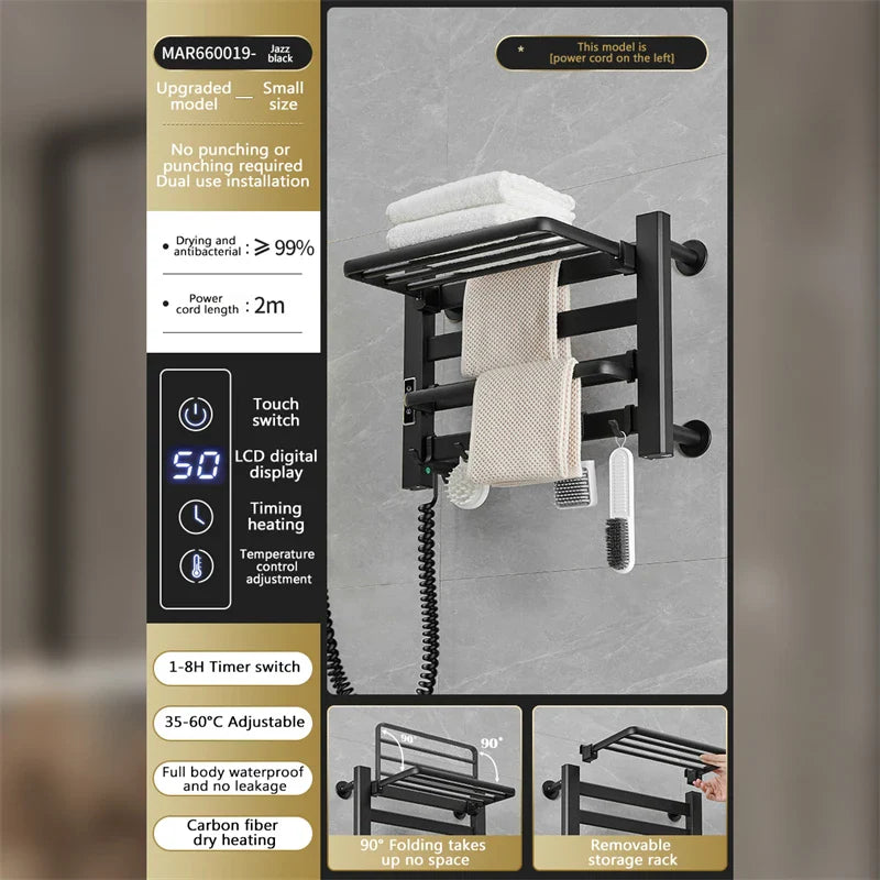 Afralia™ Electric Towel Radiator Warmer Rack for Smart Bathroom Storage and Heating