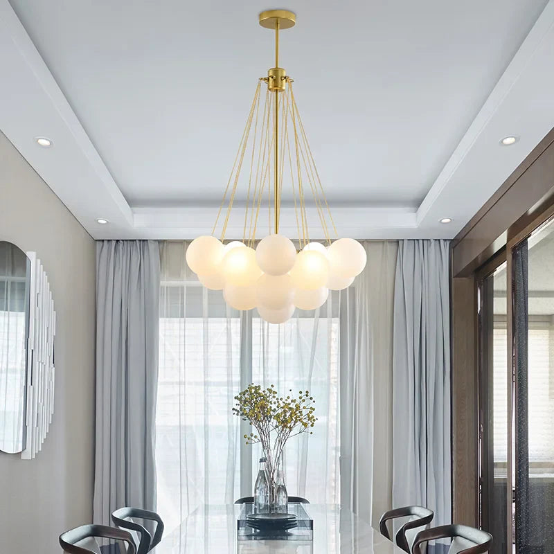 Afralia™ Glass Ball LED Chandelier for Bedroom Dining Living Room