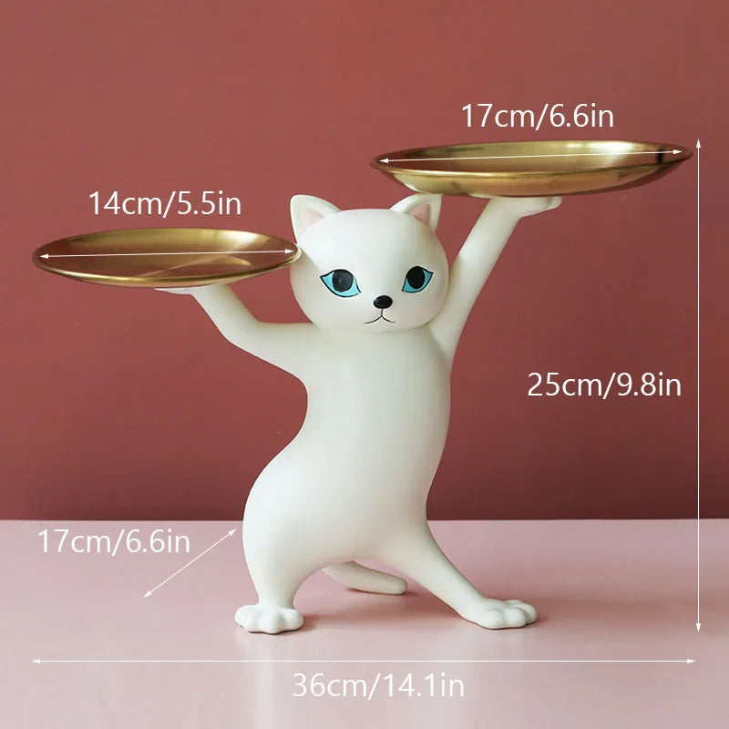 Afralia™ Cat Figurines Storage Tray Key Holder Decoration Gift