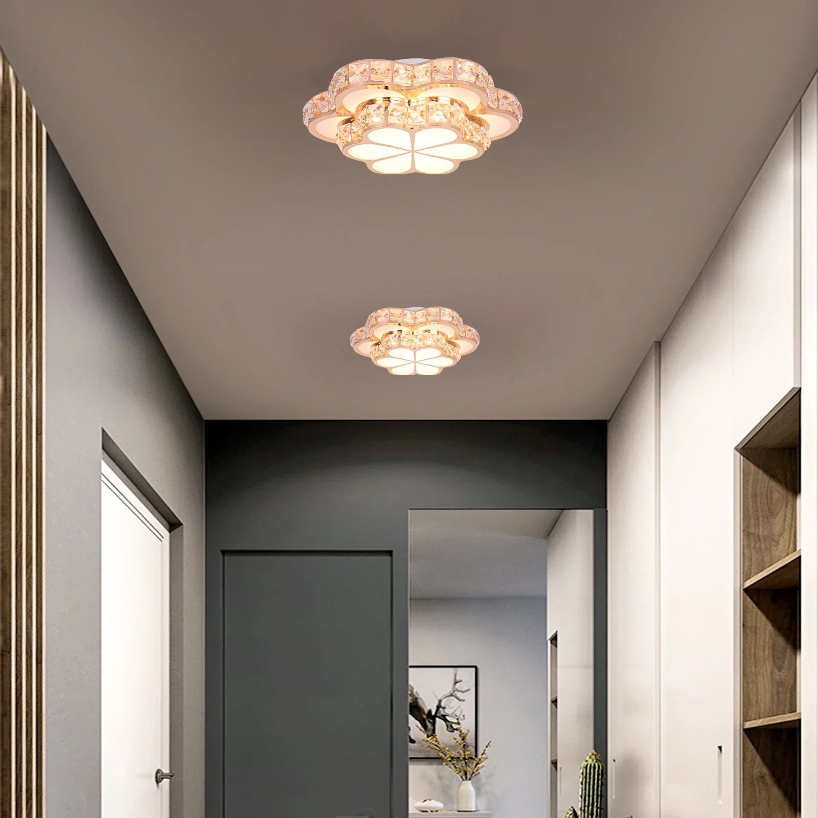 Afralia™ Crystal LED Chandelier Ceiling Lamp Modern Elegant Indoor Decor Luminaire