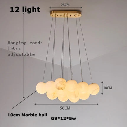 Afralia™ LED Marble Balls Chandelier for Dinning Room