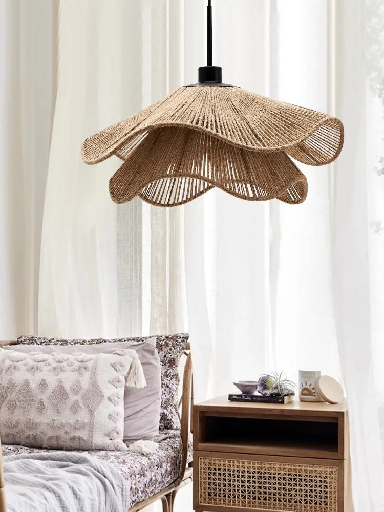 Afralia™ Hemp Rope Chandelier: Nordic Minimalist Wabi Sabi LED Pendant Light for Dining & Bedroom