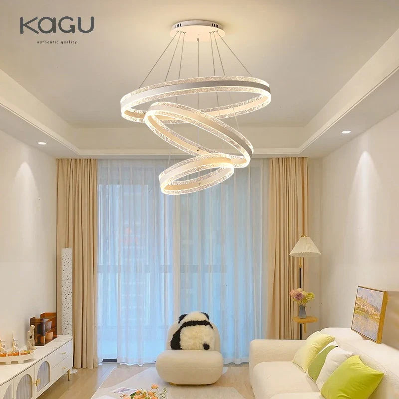 Afralia™ Circle Rings LED Chandelier for Living & Dining Room - Modern Acrylic Aluminum Lighting