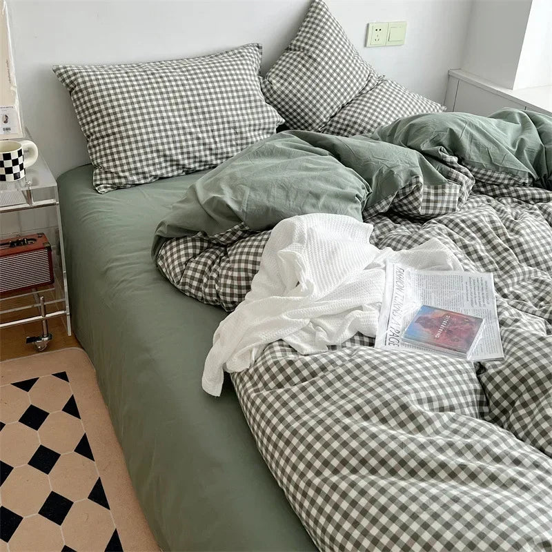 Afralia™ Japanese Style Cotton Printed 4Pcs Bedding Set with Double-Sided Design