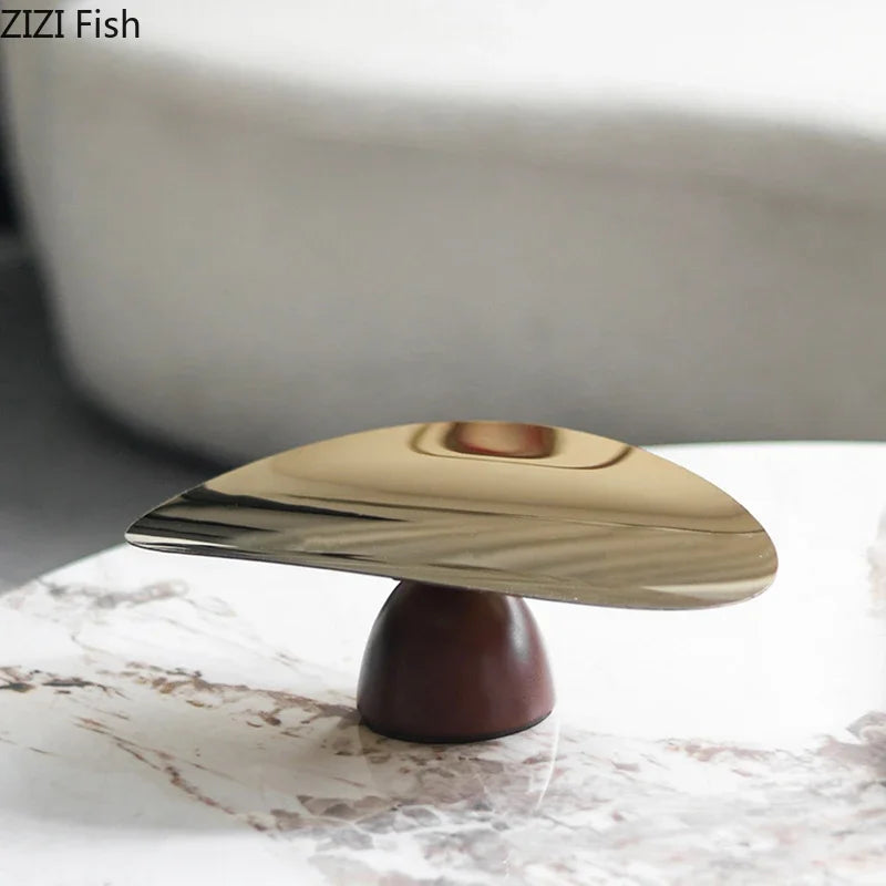 Afralia™ Gold Plated Wooden Fruit Bowl Tray Set for Home Kitchen and Restaurants