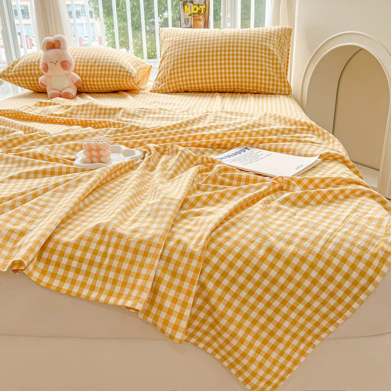 Afralia™ Checkered Single Bed Sheet - Skin-Friendly and All Seasons Bed Linen