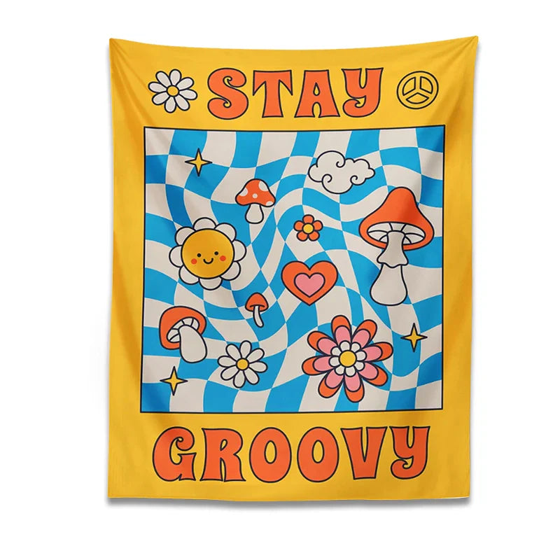 Afralia™ Groovy Mushroom Tapestry: Retro Psychedelic Hippie Wall Decor