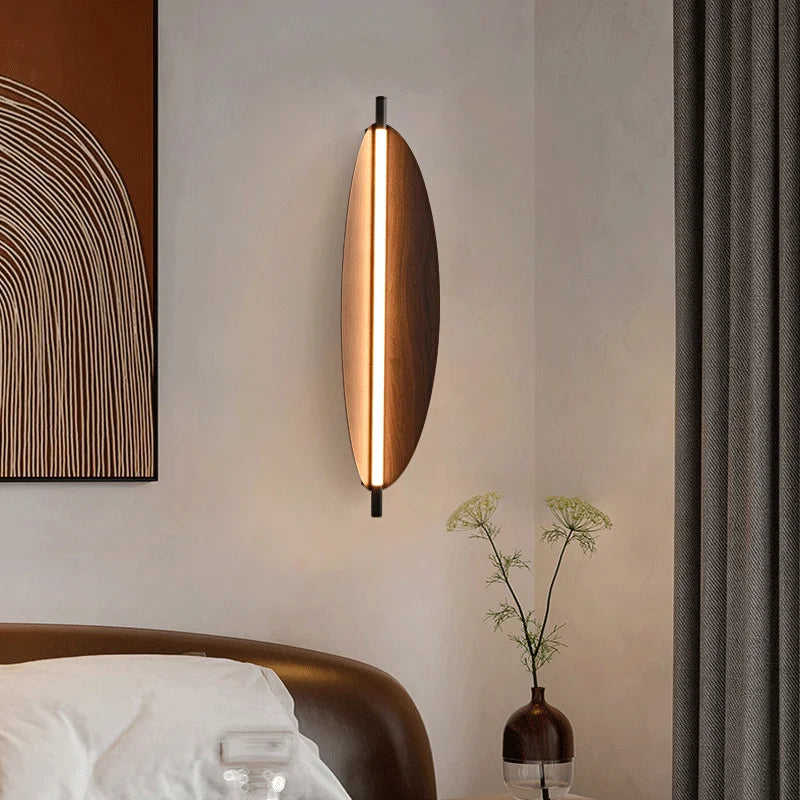 Afralia™ Wood Grain LED Wall Lamp for Living Room, Bedroom, and Corridor