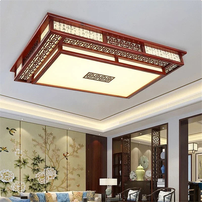 Afralia™ Wooden Ceiling Lights: Modern Chinese Style, Solid Wood Lamps for Living Room and Bedroom
