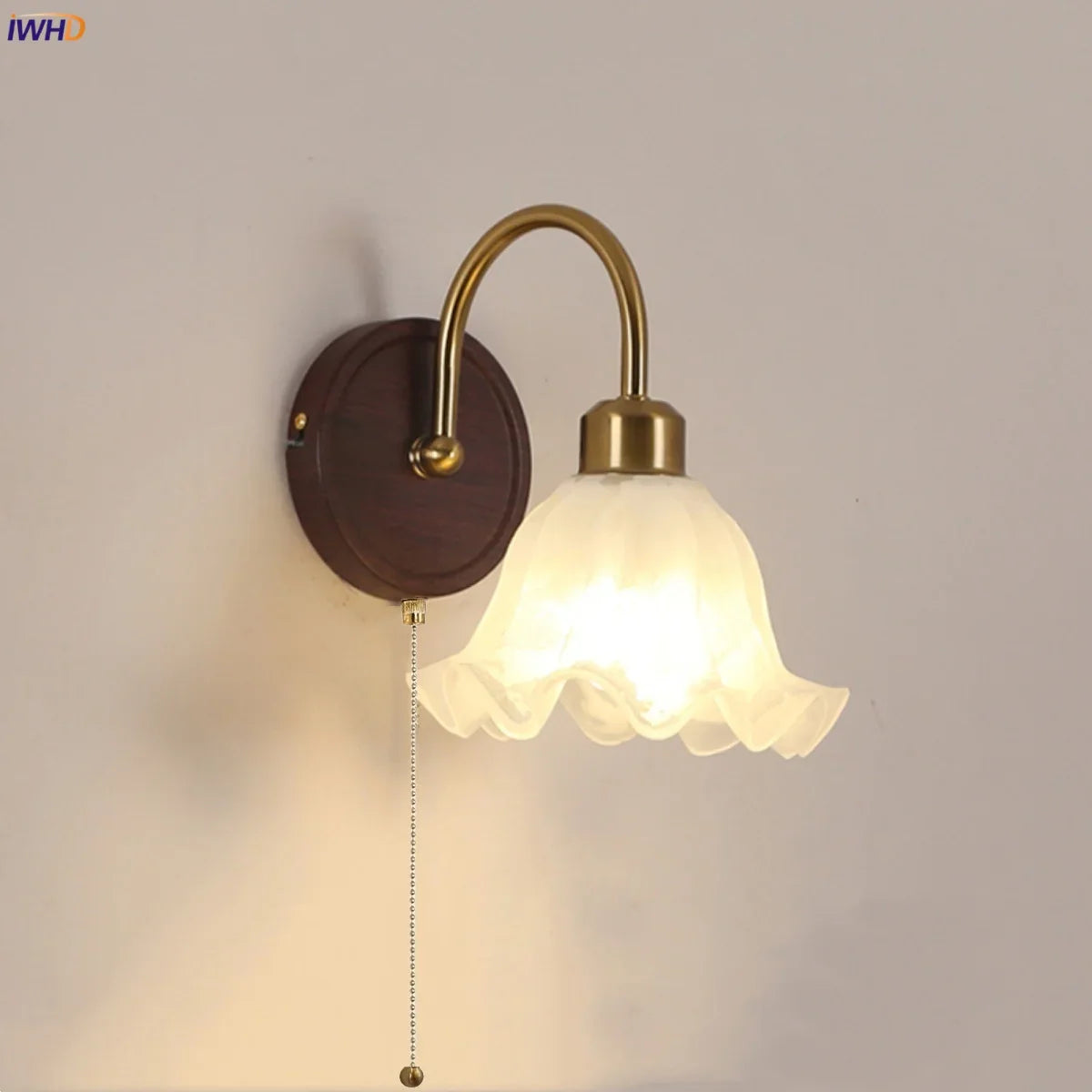 Afralia™ Glass LED Wall Sconce with Pull Chain Switch for Hallway, Bedroom, and Foyer