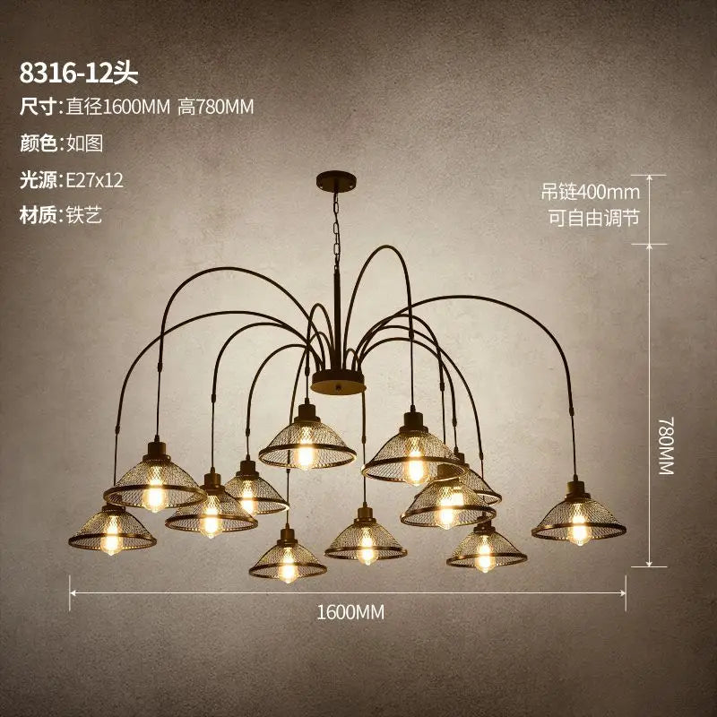 Afralia™ Industrial Pendant Lamp for Living Room Dining Bar Cafe Loft Retro Chandelier
