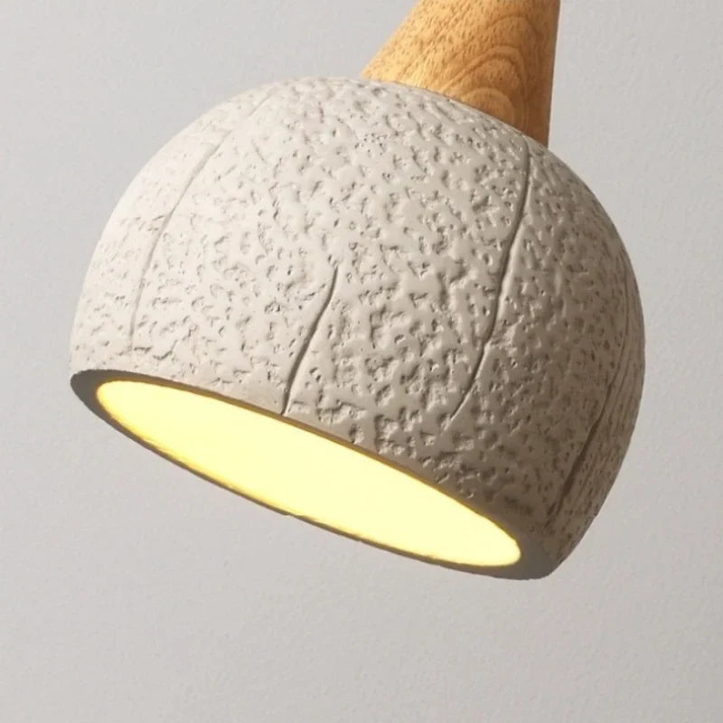 Afralia™ Micro Cement Wood LED Pendant Lamps for House Kitchen Living Room Decor