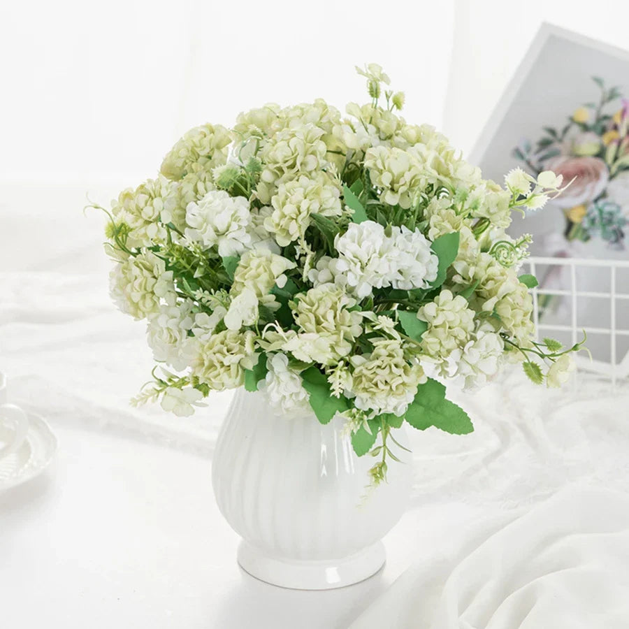 Afralia™ Hydrangea Bouquet Artificial Flowers Home Decor Wedding Floral Arrangement Bouquet