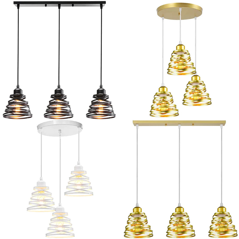 Afralia™ Metal Cage Pendant Light Trio for Kitchen Island & Living Room