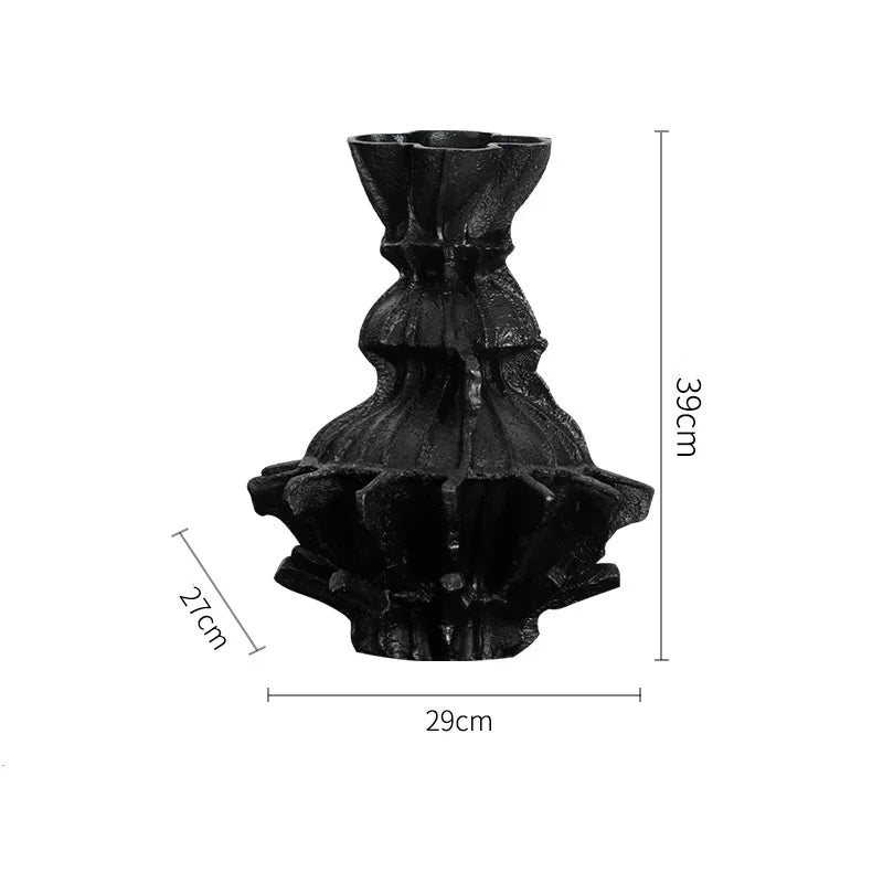 Afralia™ Abstract Pleated Gear Resin Flower Vase - Home Decoration & Arrangement