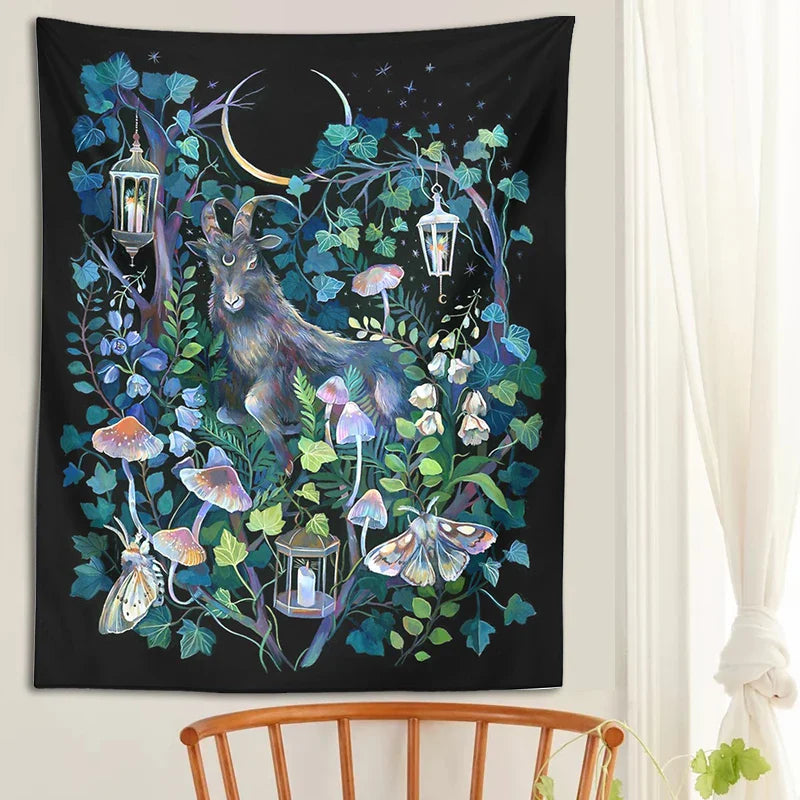 Afralia™ Moon Moth Garden Tapestry: Trippy Witchcraft Decor for Home, Dorm