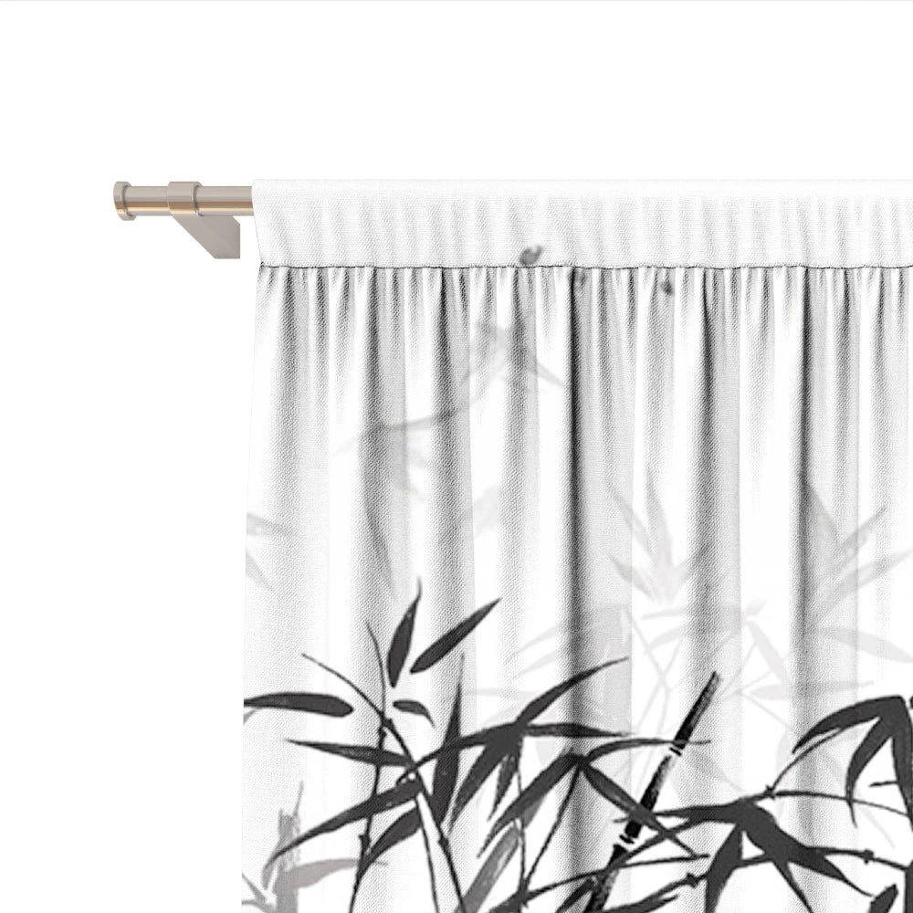 Afralia™ Bamboo Ink Painting Curtains for Home Decoration Elegant Finish