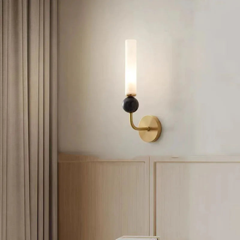 Afralia™ Marble Ball Wall Lights Black Gold Copper White Acrylic Lampshade G9 Bulb