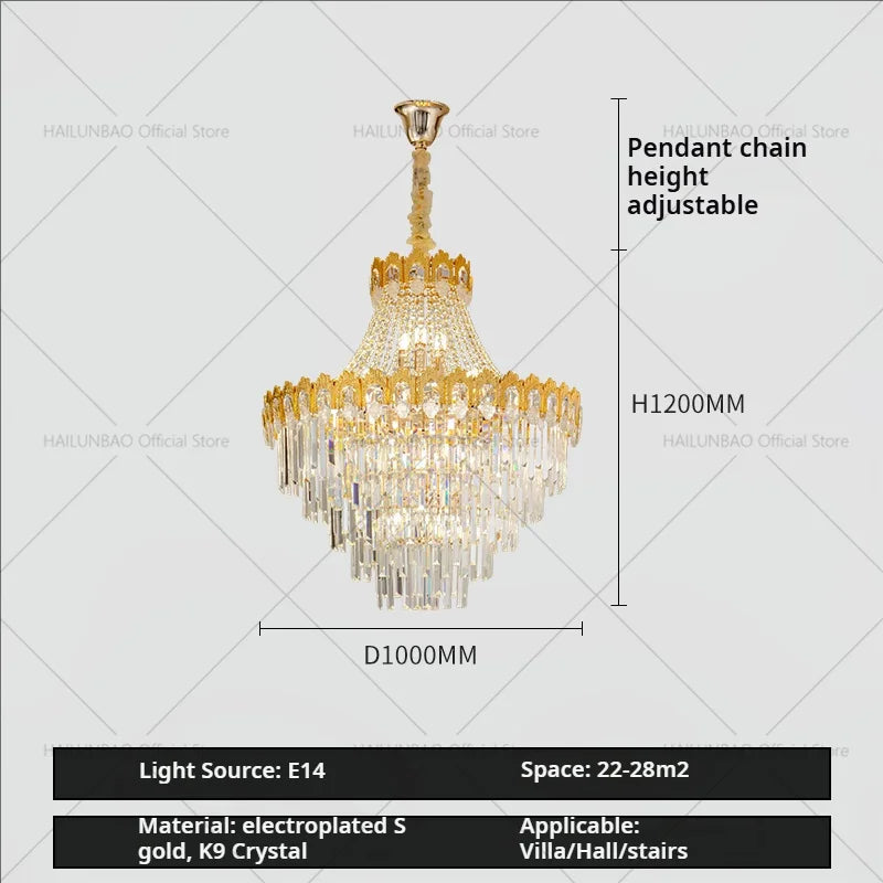Afralia™ Hollow Crystal Chandelier: High Post Modern Luxury for Duplex Living Room