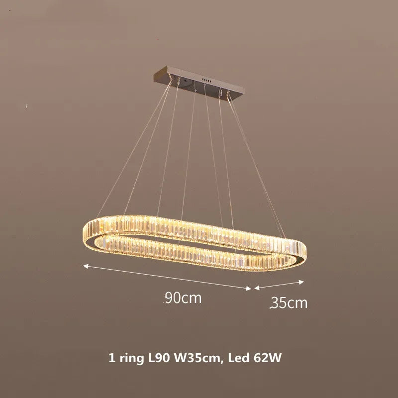 Afralia™ Crystal Chandelier Pendant Lights Dimmable LED Oval Lustre Hang Lamp