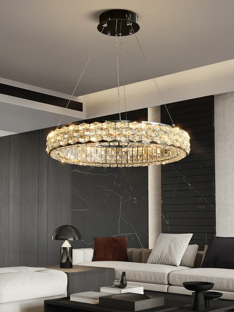 Afralia™ Nordic Crystal LED Pendant Light Chandelier for Luxury Living Room