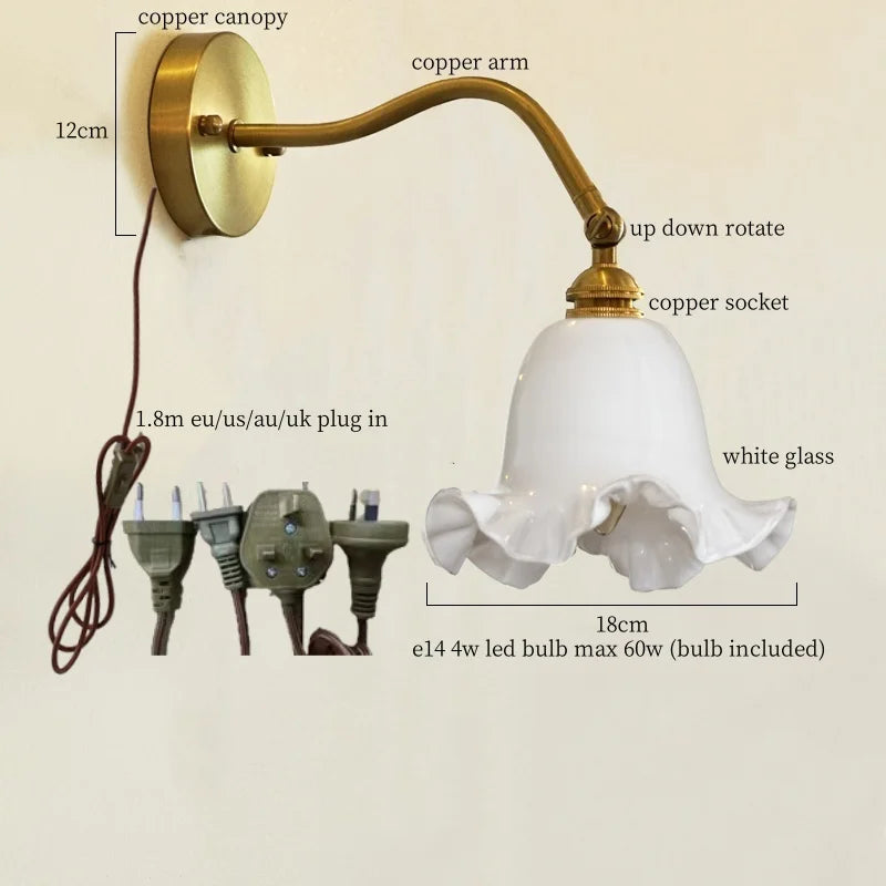 Afralia™ Glass LED Wall Light for Living Room Stair Loft Bathroom Mirror Bedside