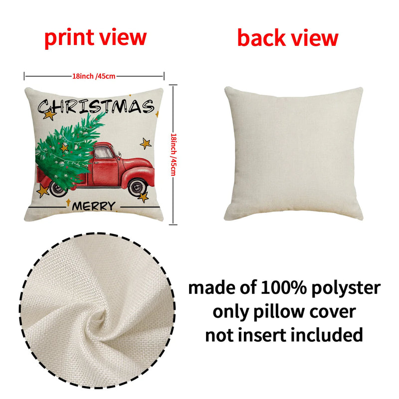 Afralia™ Christmas Linen Decorative Pillows Print Lumbar Pillow Home Decor