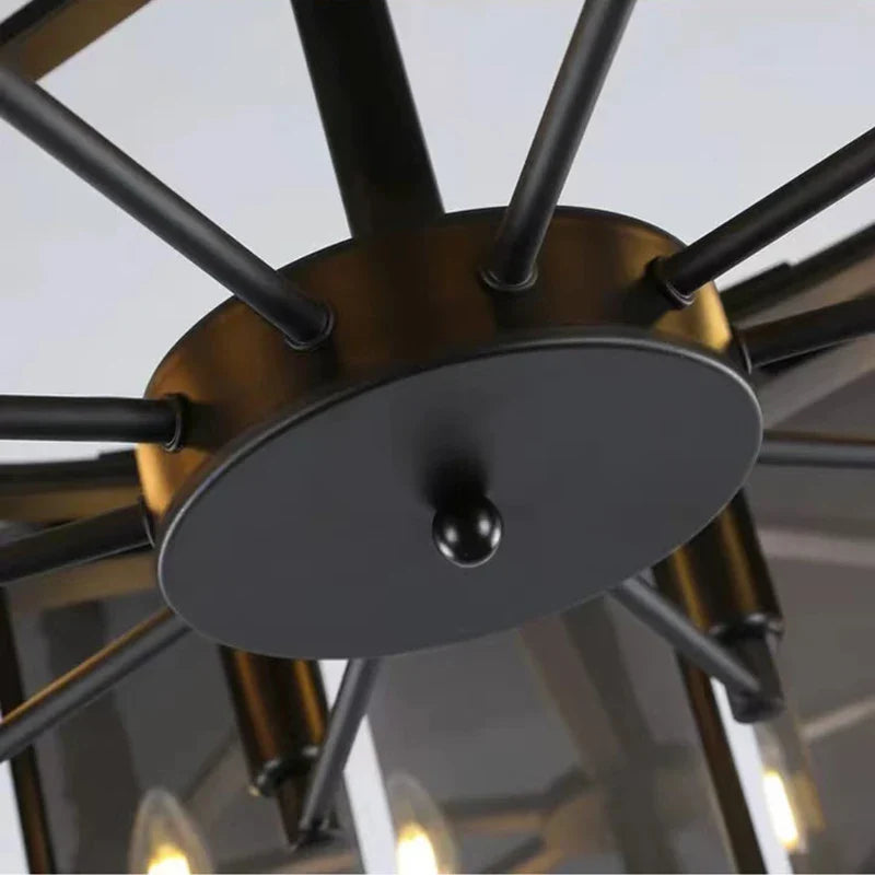 Afralia™ Smoke Grey LED Pendant Light for Living Room - Amber Crystal Lustre Chandelier