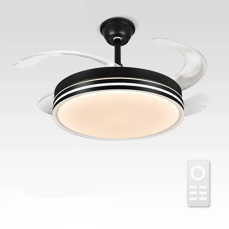 Afralia™ Modern LED Ceiling Fan with Retractable Blades and Remote Control