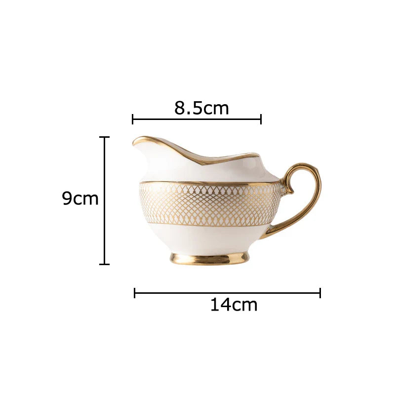 Afralia™ Gold Ceramic Tea Set for Dining Table, Coffee Mug, Teapot, Afternoon Tea & Beverage Container