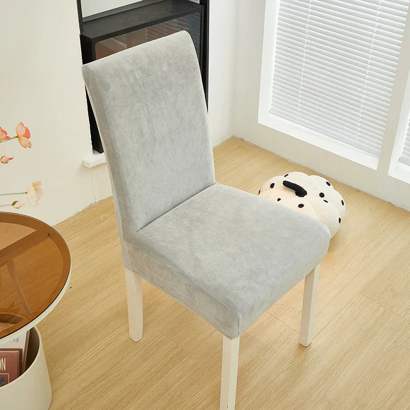 Afralia™ Velvet Chair Cover Slipcovers in Stretch Plain Seat Solid Color Thick Fabric