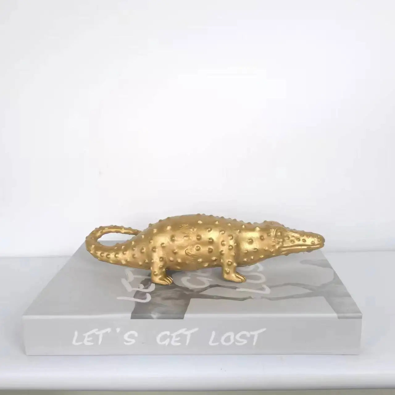 Afralia™ Golden Crocodile Sculpture Home Decor Figurines