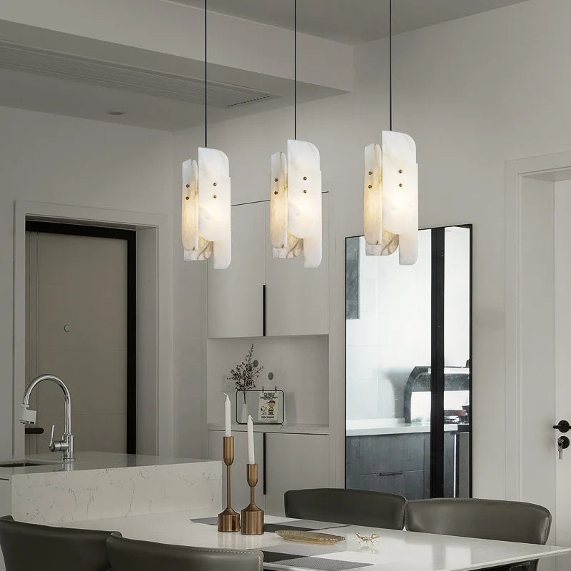 Afralia™ Marble Stone Pendant Light: Modern Luxury LED Chandelier for Living Room and Bedroom