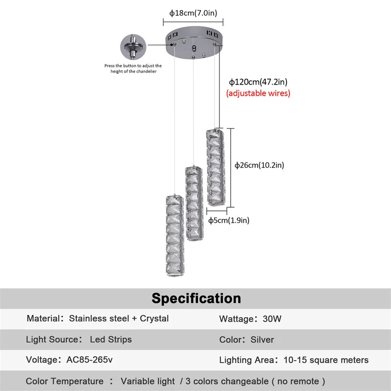 Afralia™ Modern K9 Crystal Chandelier Pendant Light for Living Dining Room Home Decor