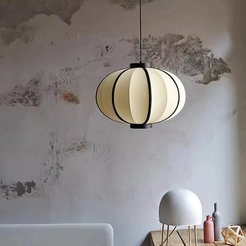 Piet Lanterns Pendant Lamp by Afralia™: Simple Fabric Bedroom Light & Dining Room Decor