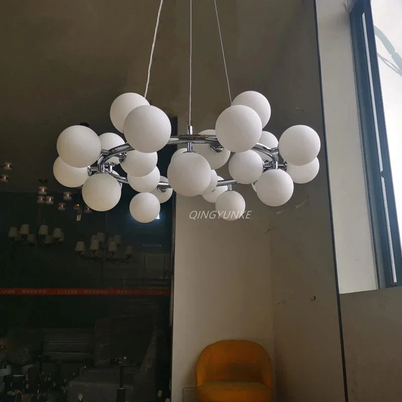 Afralia™ Glass Ball LED Chandelier Pendant for Living Dining Room