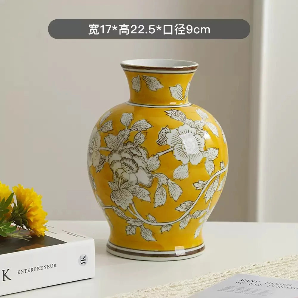 Afralia™ Chinese Retro Blue & White Porcelain Vase Flower Arrangement Home Decor
