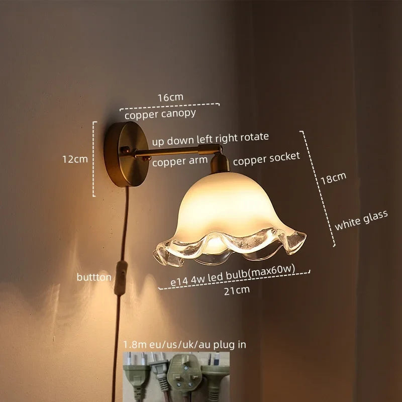 Afralia™ LED Copper Wall Light: Modern Nordic Interior Lamp for Bedroom, Bathroom, and Balcony