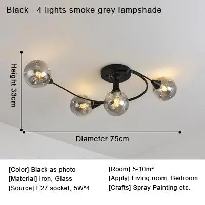 Afralia™ Glass Nordic Ceiling Chandelier for Home Decor Lighting