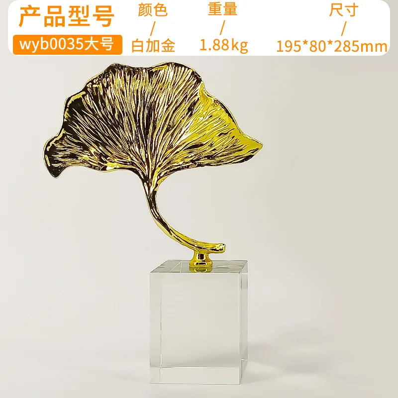 Afralia™ Ginkgo Leaf Metal Sculpture Home Decor Accent