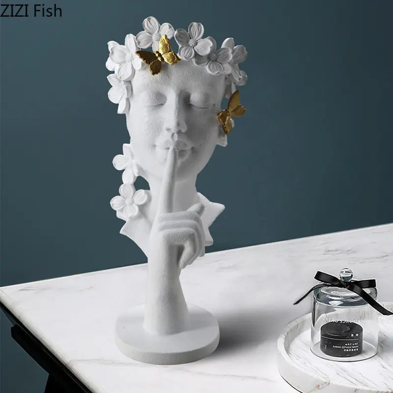 Afralia™ Gold Silence Is Gold Garland Figure Resin Sculpture Desk Decoration