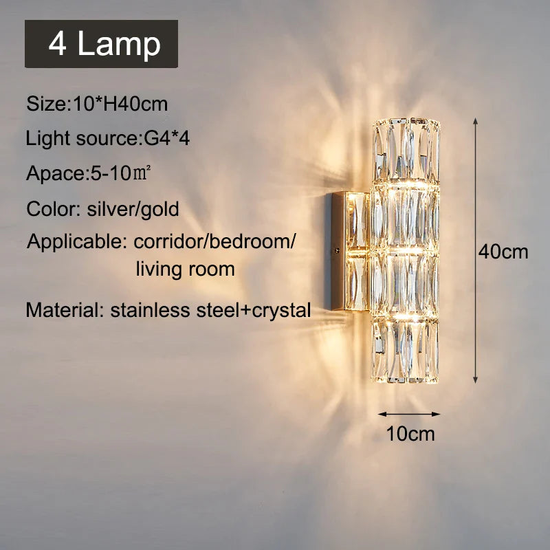 Afralia™ Crystal LED Wall Lamp for TV Bedside Villa Aisle Porch