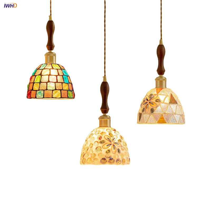 Afralia™ Colorful Glass Shell LED Pendant Lamp for Living & Dining Room
